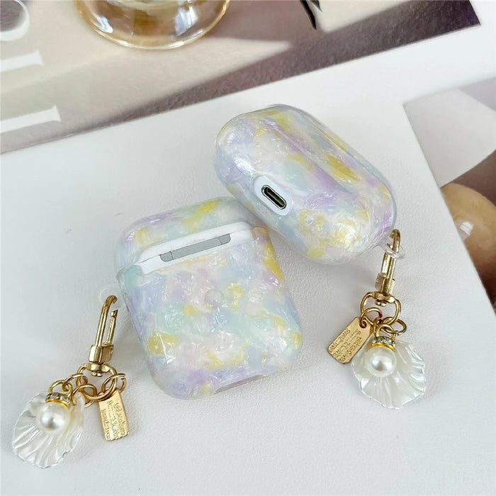 TPU Case for Apple AirPods with Wireless Charging Case (2019) / AirPods with Charging Case (2019) / (2016) Shell Grain Drop Protection Cover with Shell Pendant - 2