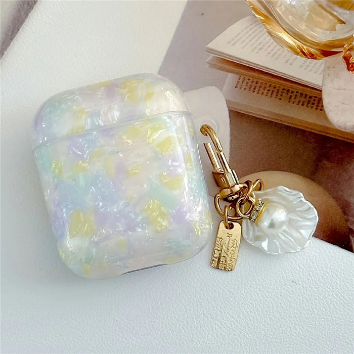 TPU Case for Apple AirPods with Wireless Charging Case (2019) / AirPods with Charging Case (2019) / (2016) Shell Grain Drop Protection Cover with Shell Pendant - 3
