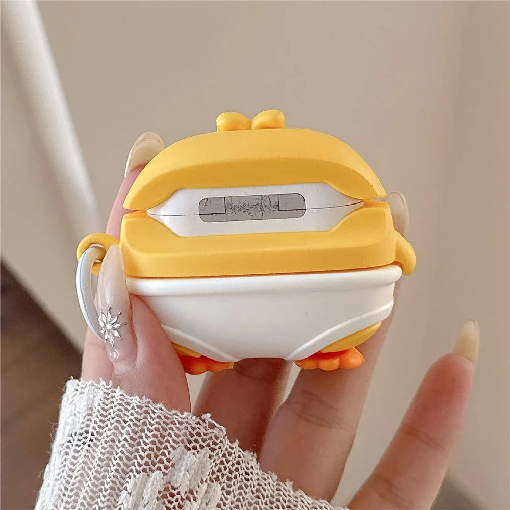 For AirPods Pro 2 / Pro Case Cute Little Yellow Chicken Design Silicone Protective Cover with Hanging Buckle - 3