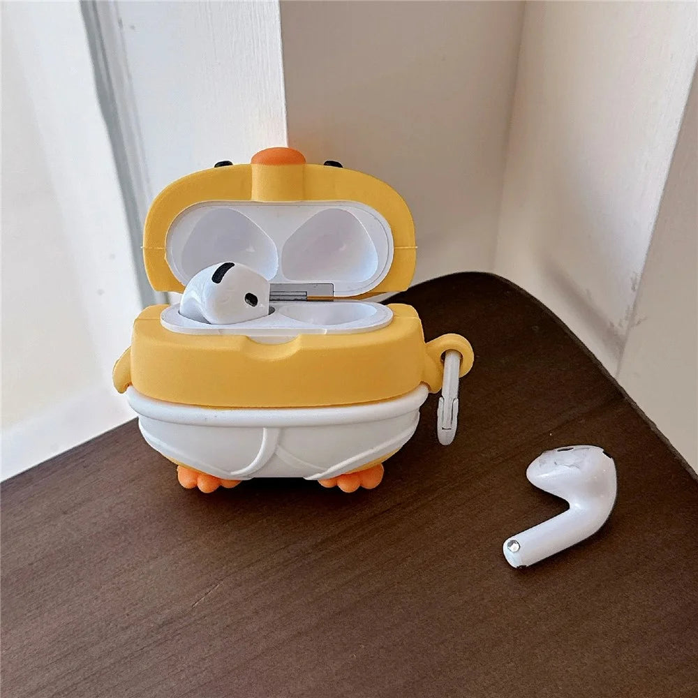 For AirPods Pro 3 Case Cute Little Yellow Chicken Design Silicone Protective Cover with Hanging Buckle - 7