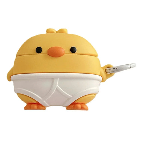 For AirPods 4 Case Cute Little Yellow Chicken Design Silicone Protective Cover with Hanging Buckle - 1