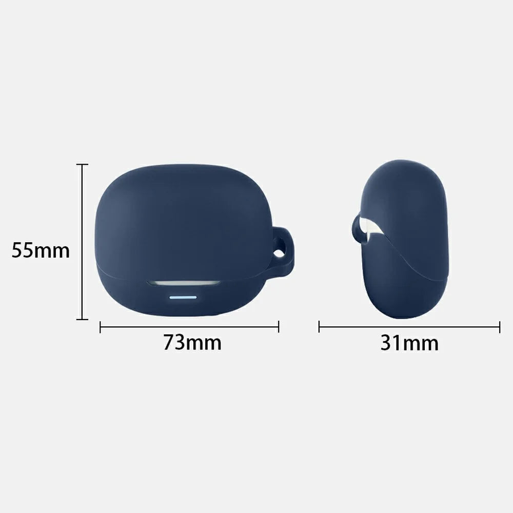 For QCY MeloBuds N65 Silicone Case Wireless Earbuds Protective Cover with Anti-Lost Buckle - White - 6