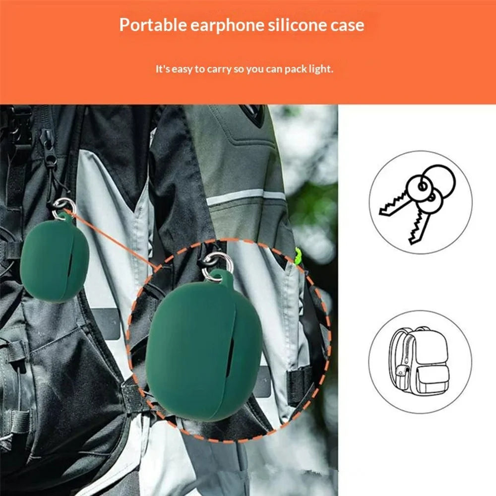 For QCY MeloBuds N20 / MeloBuds N20 Pro Silicone Case Wireless Earbuds Protective Cover with Anti-Lost Buckle - White - 4