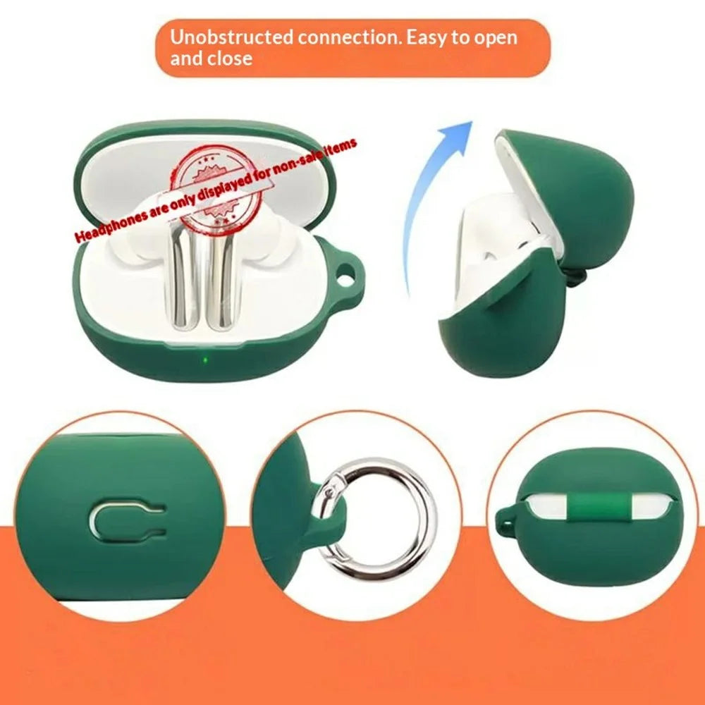 For QCY MeloBuds N20 / MeloBuds N20 Pro Silicone Case Wireless Earbuds Protective Cover with Anti-Lost Buckle - White - 6