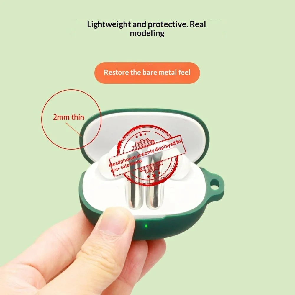 For QCY MeloBuds N20 / MeloBuds N20 Pro Silicone Case Wireless Earbuds Protective Cover with Anti-Lost Buckle - White - 7