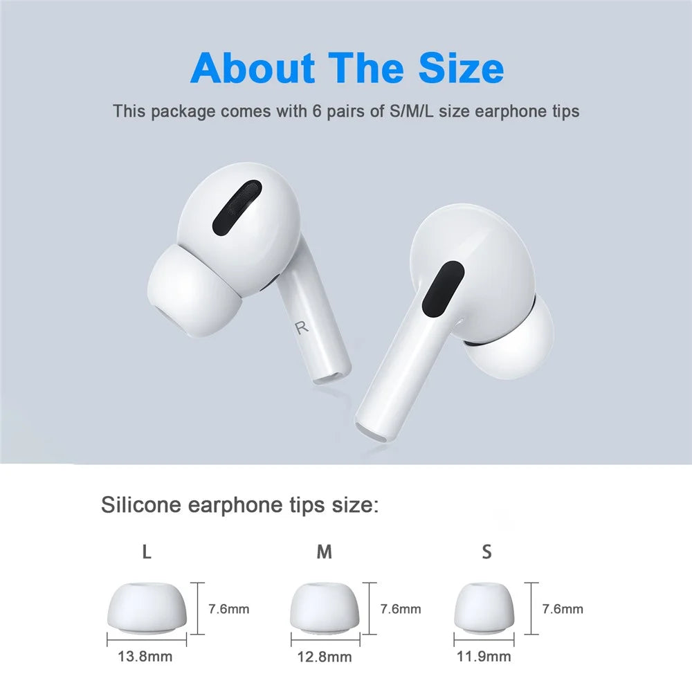 NEW BEE 6 Pairs S/M/L Noise Blocking In-ear Ear Tips Soft Silicone Earbuds Caps with Storage Box for Apple AirPods Pro - 5