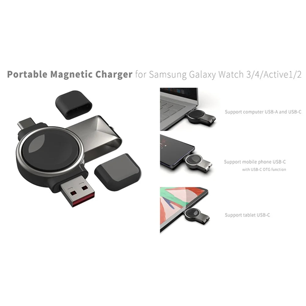 T304-S USB+Type-C 2 in 1 Magnetic Wireless Fast Charger for Samsung Galaxy Watch 3 4/Galaxy Watch Active 1 2 - 2