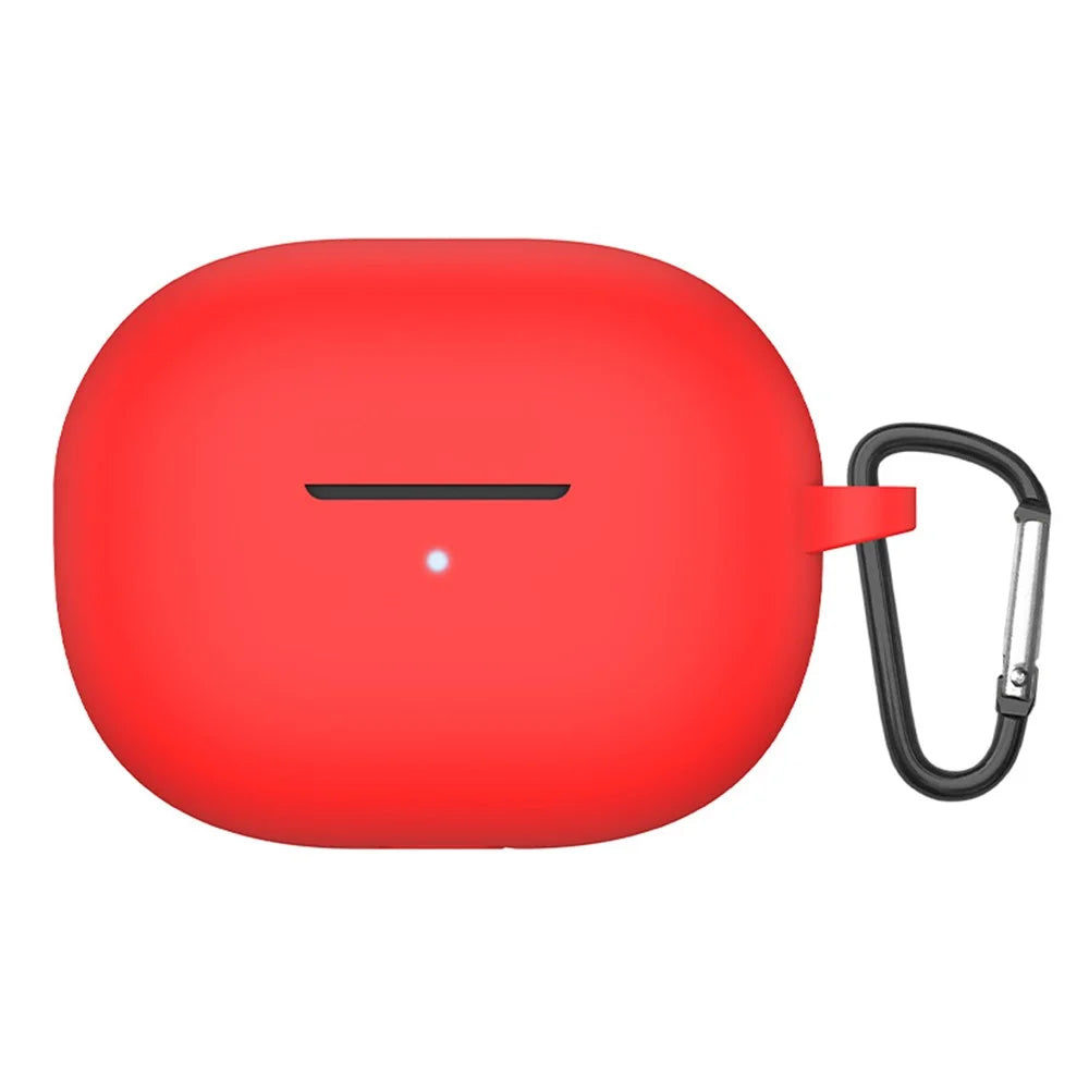 Soft Silicone Shockproof Earphone Case with Carabiner for Xiaomi Redmi Buds 3 Youth Edition - Red - 1