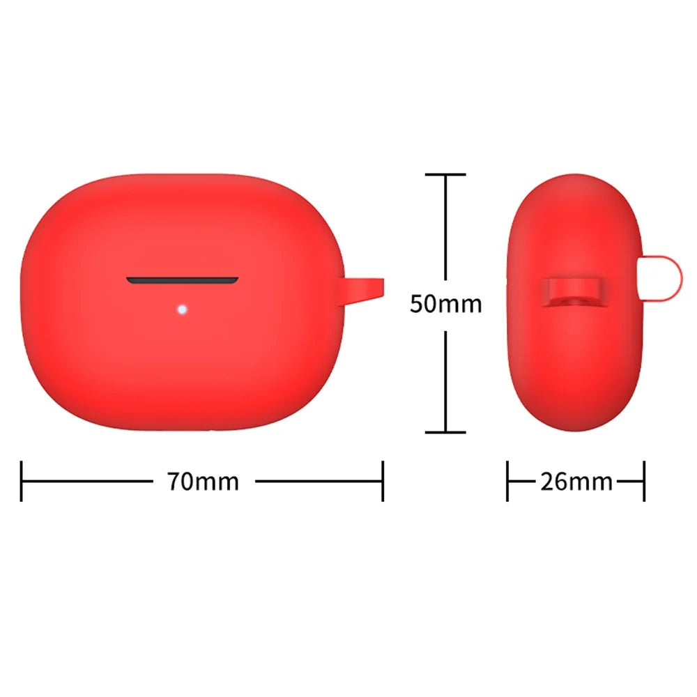 Soft Silicone Shockproof Earphone Case with Carabiner for Xiaomi Redmi Buds 3 Youth Edition - Red - 3