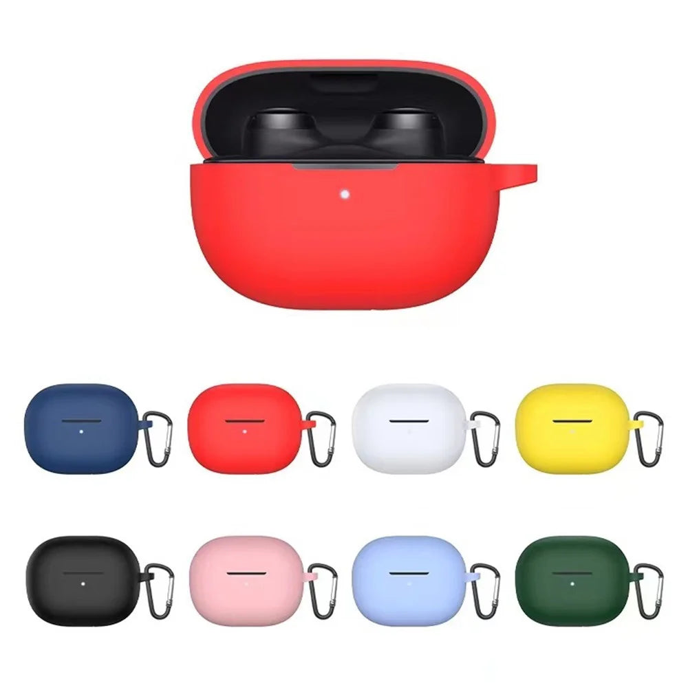 Soft Silicone Shockproof Earphone Case with Carabiner for Xiaomi Redmi Buds 3 Youth Edition - Red - 4