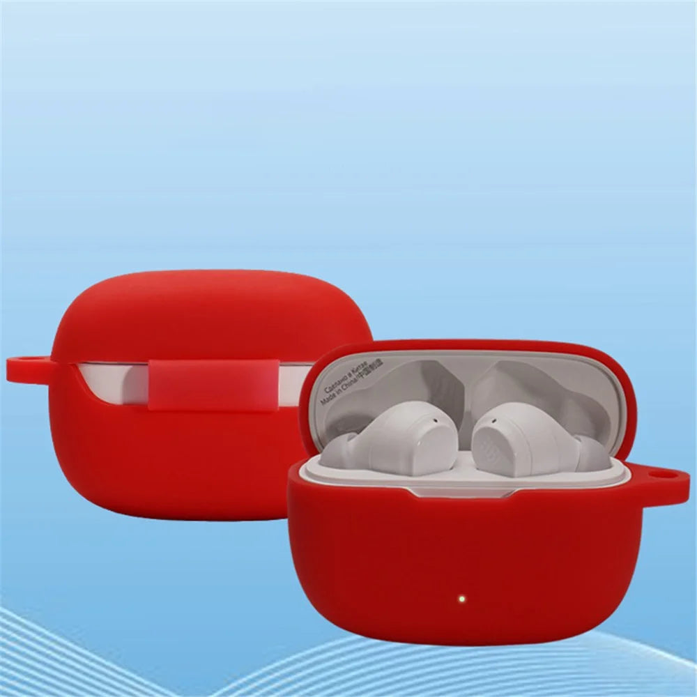 Shockproof Silicone Case Anti-scratch Protective Sleeve Cover for JBL Wave 200TWS Bluetooth-compatible Earphones - Red - 3