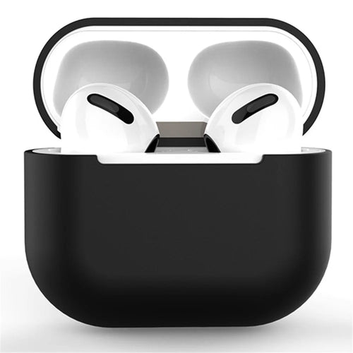 Solid Color Wireless Earphone Charging Case Cover Silicone Protective Sleeve for AirPods 3 - Black - 1