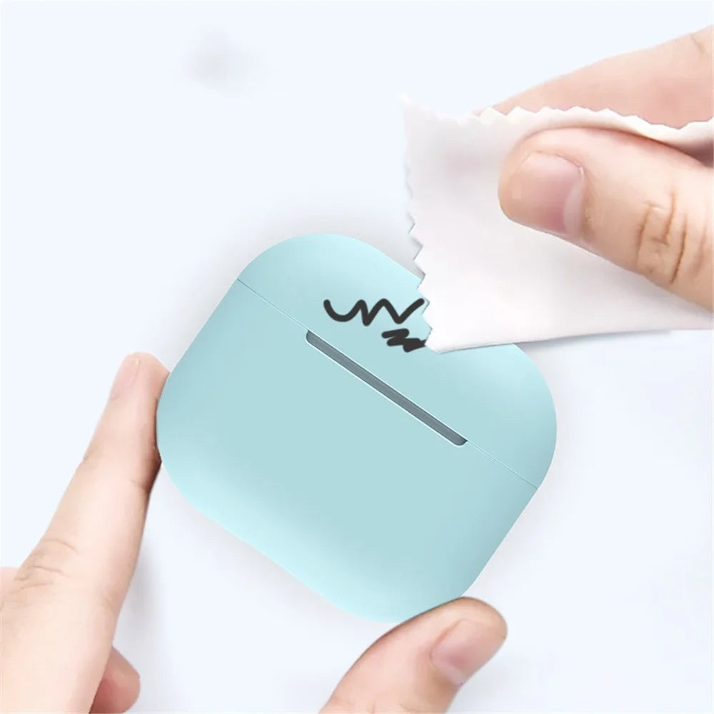 Solid Color Wireless Earphone Charging Case Cover Silicone Protective Sleeve for AirPods 3 - Black - 4