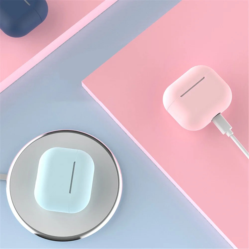 Solid Color Wireless Earphone Charging Case Cover Silicone Protective Sleeve for AirPods 3 - Black - 5