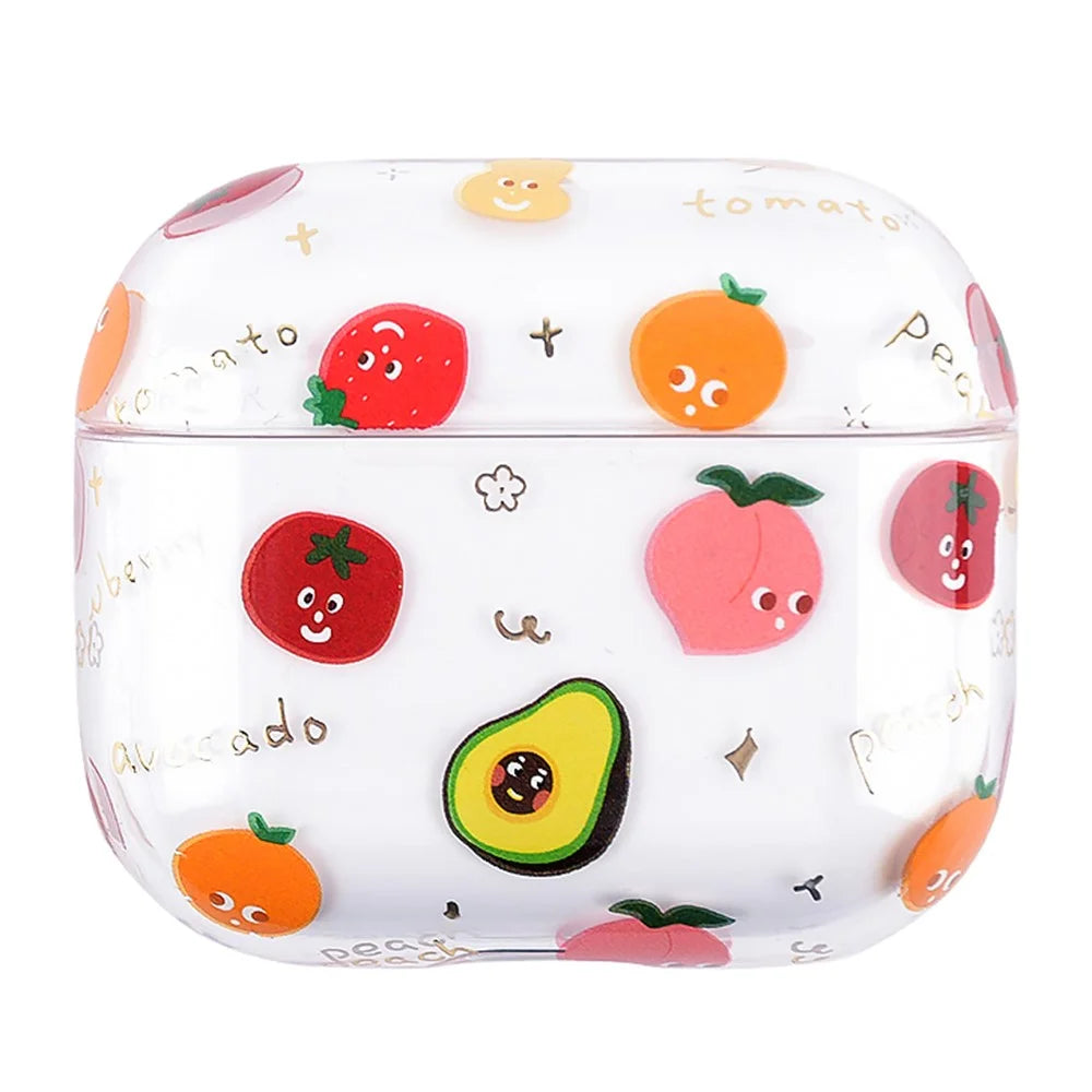 Fruit Flower Pattern Gold Stamping Hard PC Earphone Charging Box Protective Case Cover for Apple AirPods 3 - F02 - 1