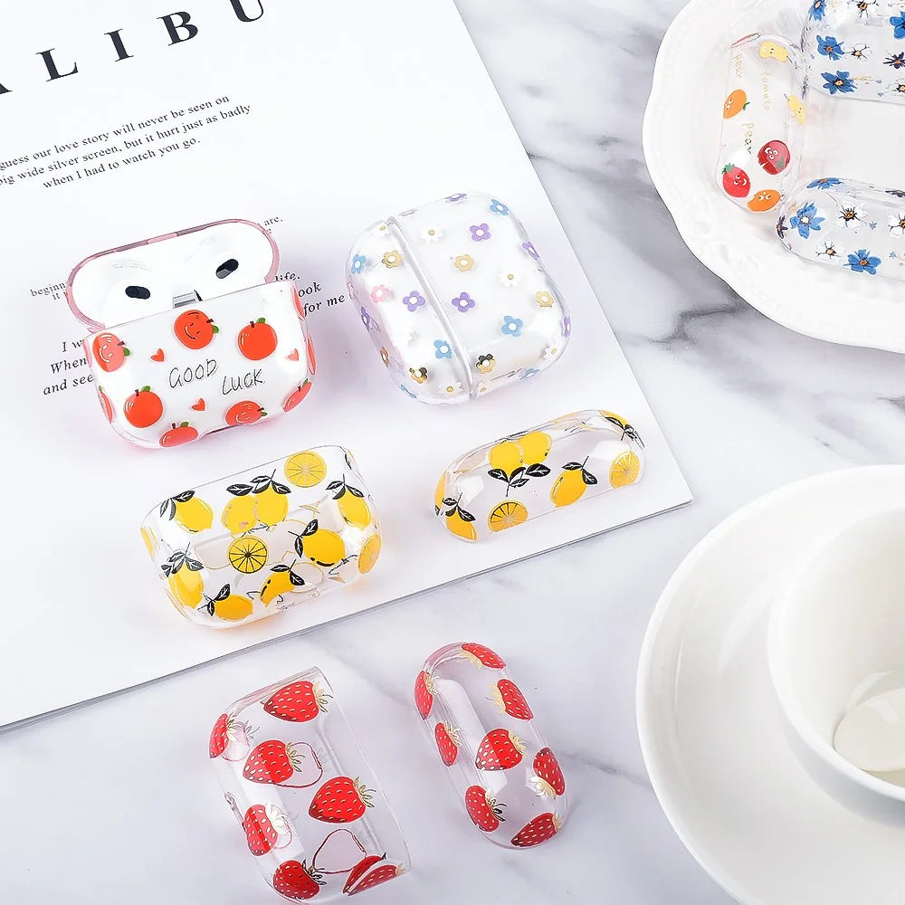 Fruit Flower Pattern Gold Stamping Hard PC Earphone Charging Box Protective Case Cover for Apple AirPods 3 - F02 - 6