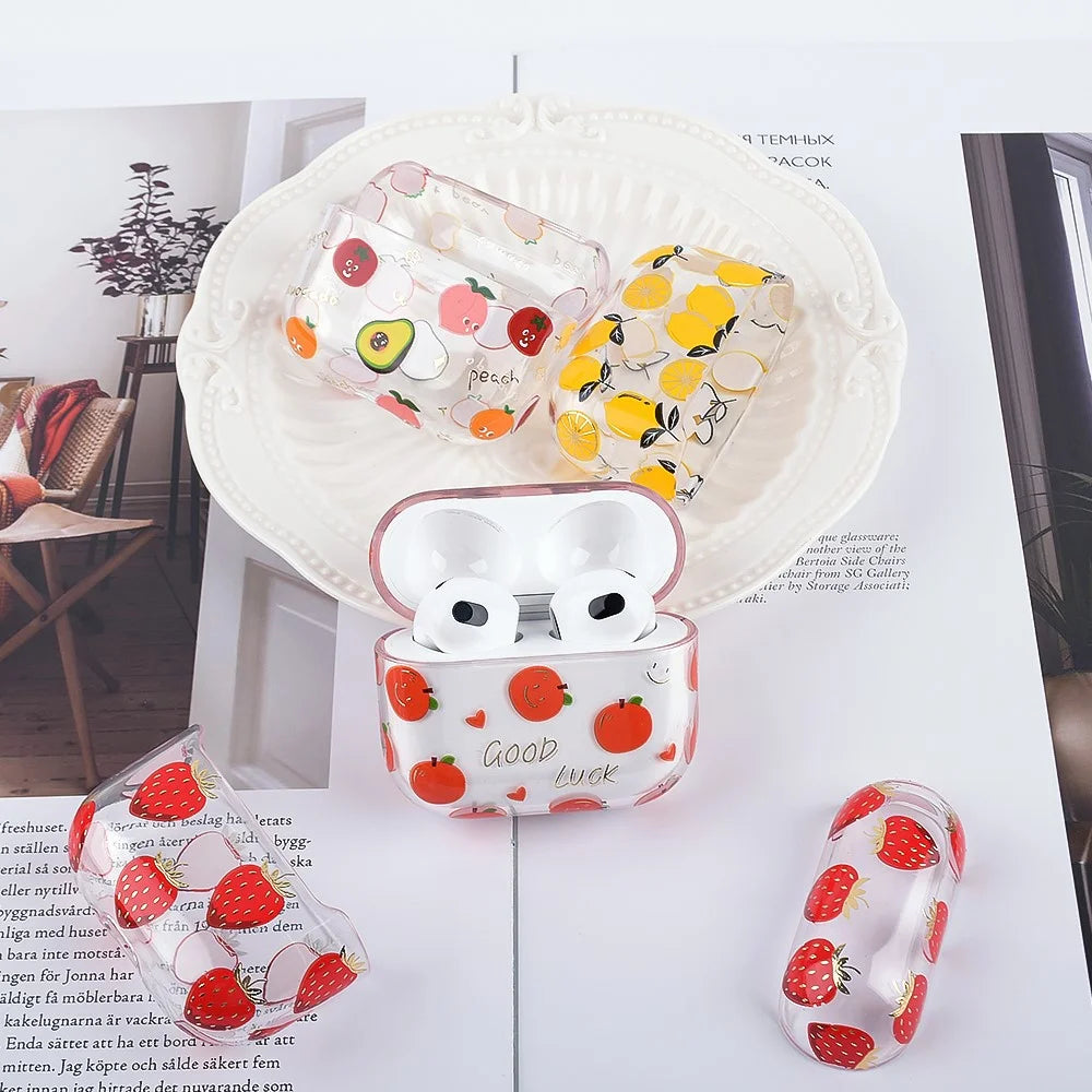 Fruit Flower Pattern Gold Stamping Hard PC Earphone Charging Box Protective Case Cover for Apple AirPods 3 - F02 - 7