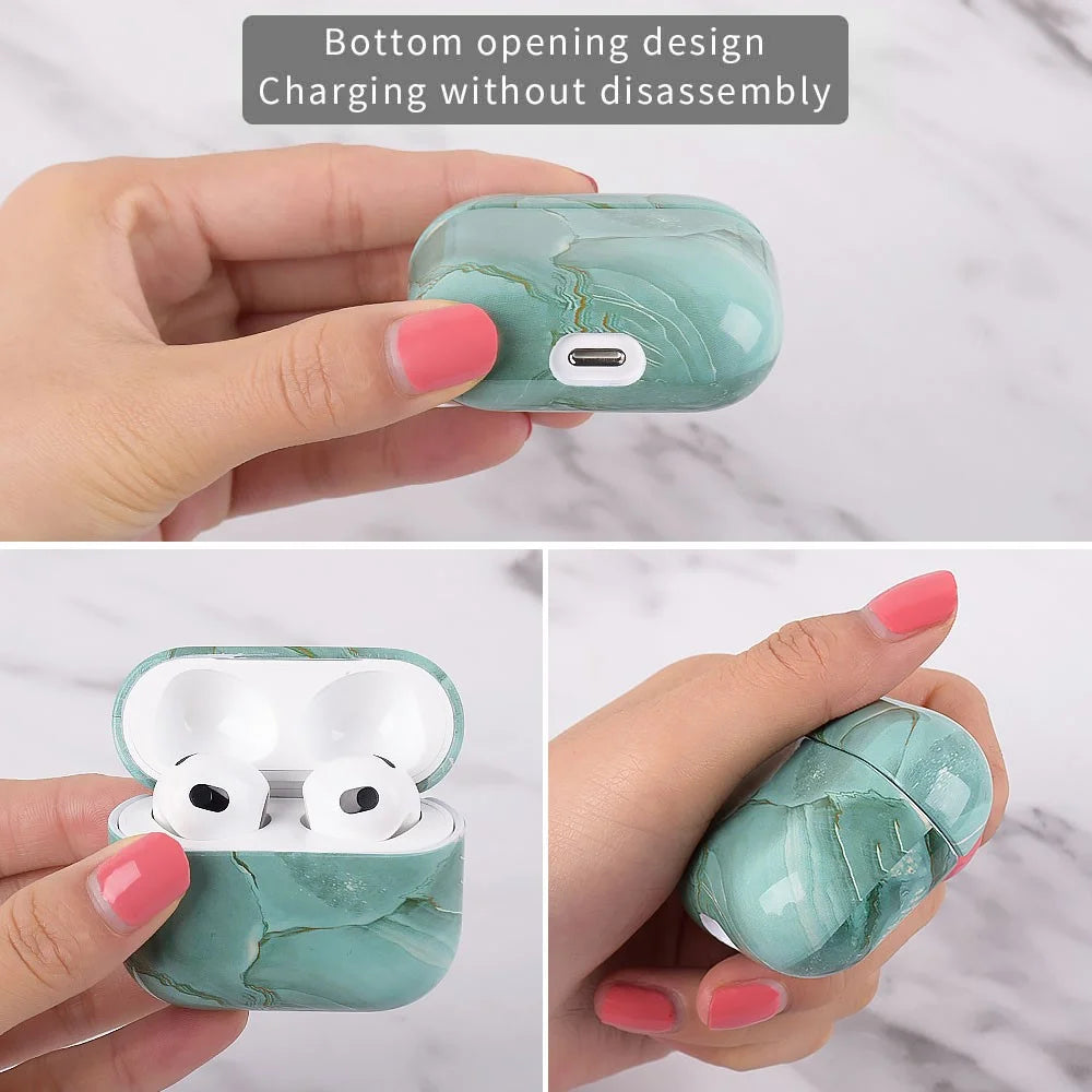 Marble Pattern Dust-proof Hard PC Earphone Charging Box Protective Case Anti-fall Cover for Apple AirPods 3 - S09 - 2