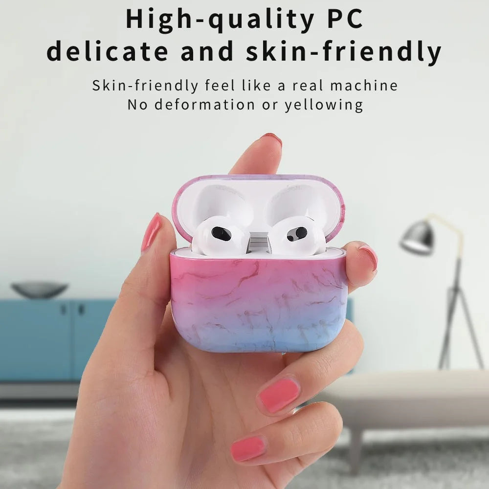 Marble Pattern Dust-proof Hard PC Earphone Charging Box Protective Case Anti-fall Cover for Apple AirPods 3 - S09 - 3