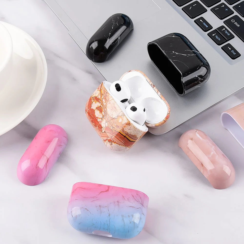 Marble Pattern Dust-proof Hard PC Earphone Charging Box Protective Case Anti-fall Cover for Apple AirPods 3 - S09 - 4