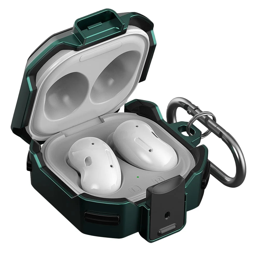 Snap-on Lid Design Anti-drop Wireless Earphone Protective Cover Case with Hanging Buckle for Samsung Galaxy Buds2/Live/Pro - Style 1 - 1