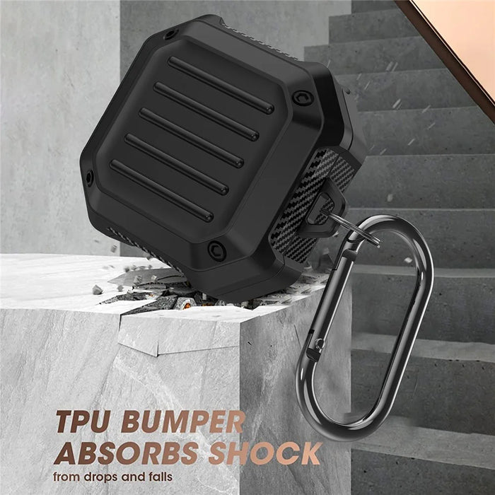 Suitcase Design Stripe TPU Case Bluetooth-compatible Earphone Anti-drop Protective Cover for Samsung Galaxy Buds2/Live/Pro - Black - 4