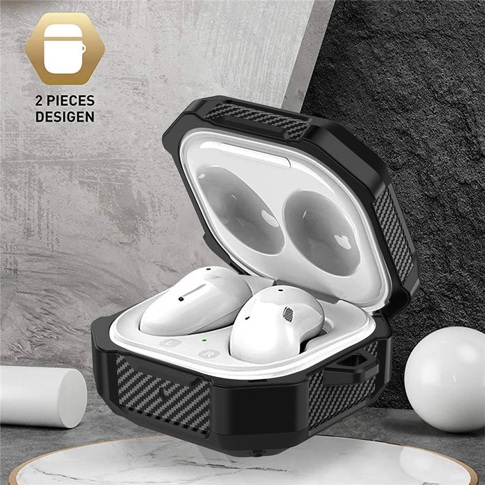 Suitcase Design Stripe TPU Case Bluetooth-compatible Earphone Anti-drop Protective Cover for Samsung Galaxy Buds2/Live/Pro - Black - 6