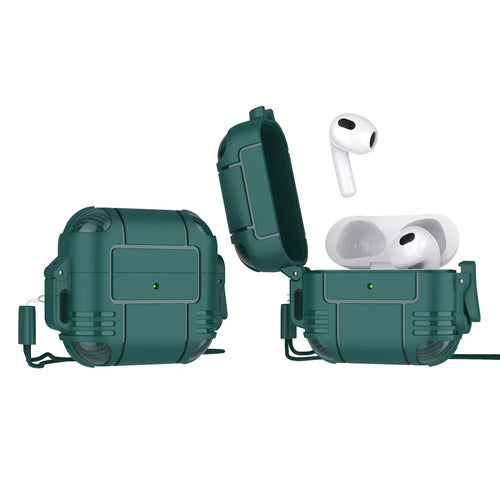 Fashionable Textured Cover Shell Flexible TPU Protective Cover Case for Apple AirPods 3 - Green - 1