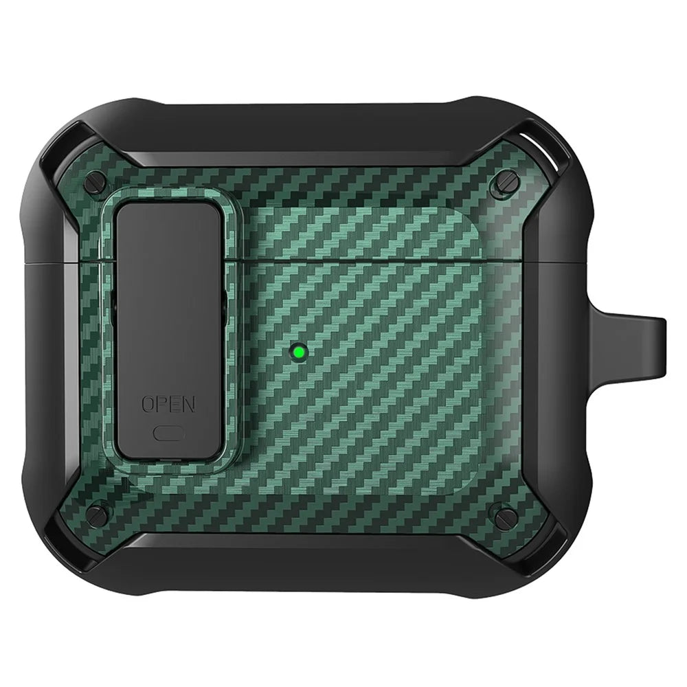 Snap-on Lid Design Carbon Fiber Texture Bluetooth-compatible Earphone Protective Cover Case for AirPods 3 - Style 1 - 1