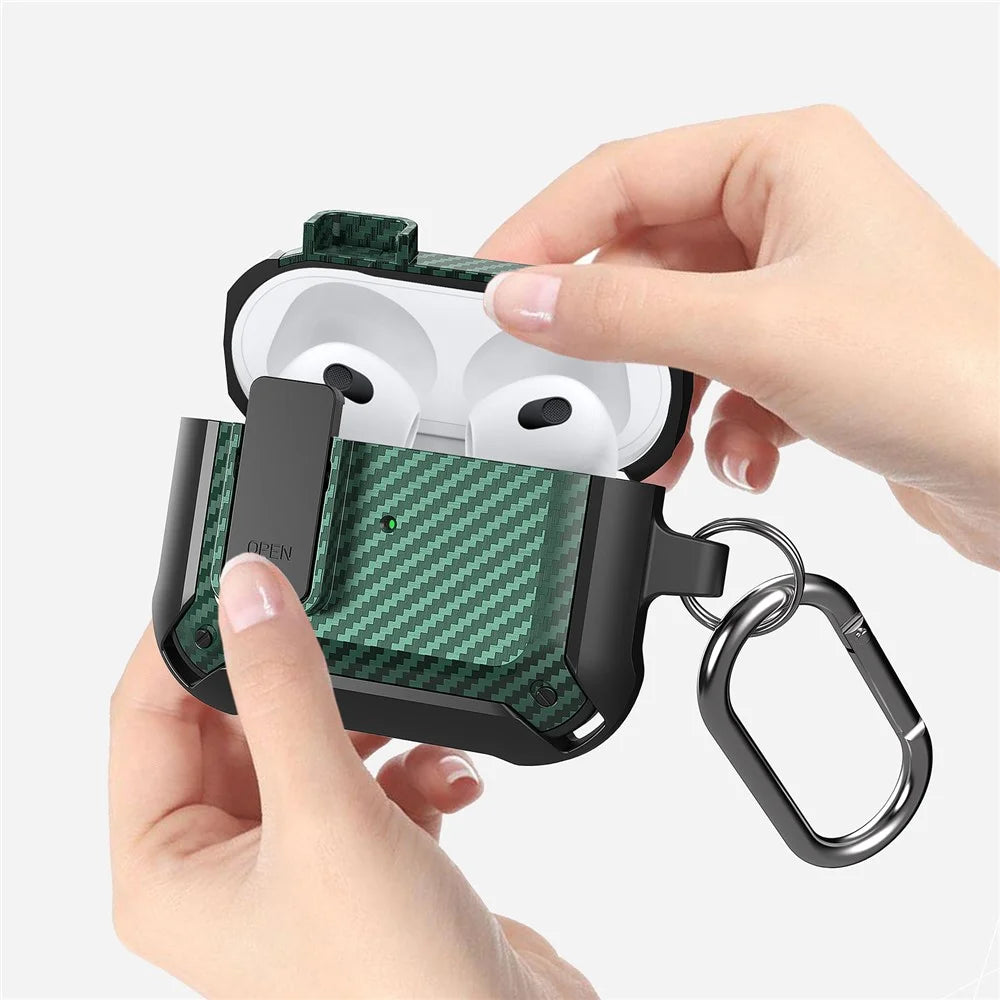 Snap-on Lid Design Carbon Fiber Texture Bluetooth-compatible Earphone Protective Cover Case for AirPods 3 - Style 1 - 2