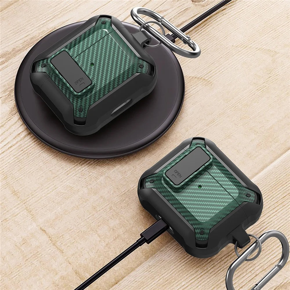 Snap-on Lid Design Carbon Fiber Texture Bluetooth-compatible Earphone Protective Cover Case for AirPods 3 - Style 1 - 3