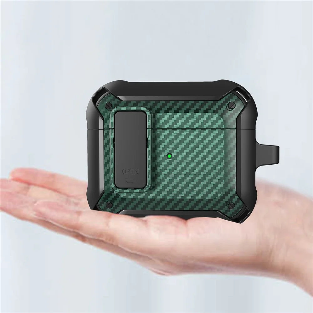 Snap-on Lid Design Carbon Fiber Texture Bluetooth-compatible Earphone Protective Cover Case for AirPods 3 - Style 1 - 6