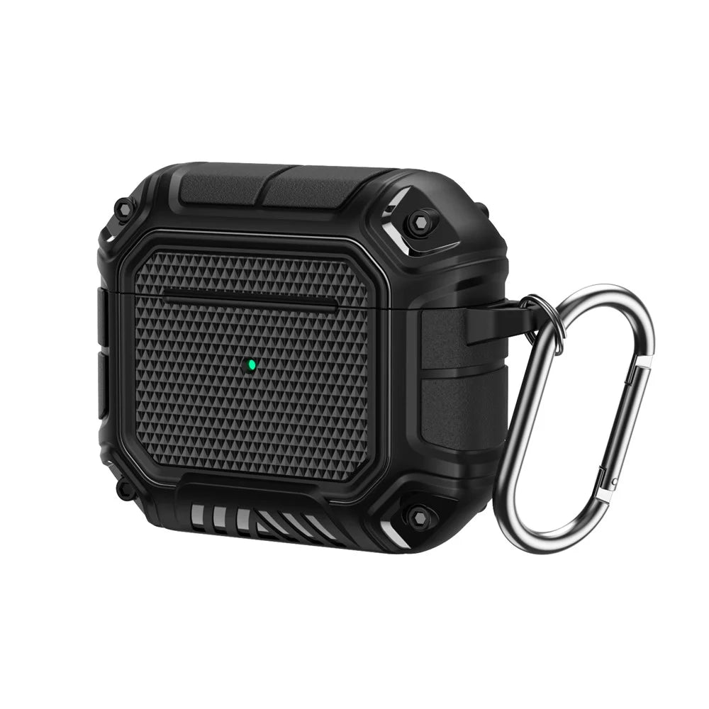 Plaid TPU Anti-drop Earbuds Case Protector Portable Earphone Charging Case Cover with Keyring for Apple AirPods 3 - Black - 1