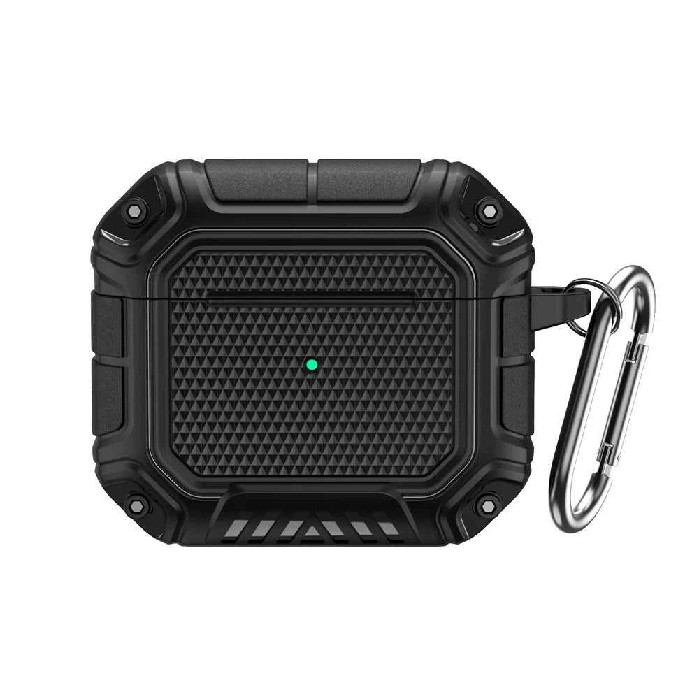 Plaid TPU Anti-drop Earbuds Case Protector Portable Earphone Charging Case Cover with Keyring for Apple AirPods 3 - Black - 2