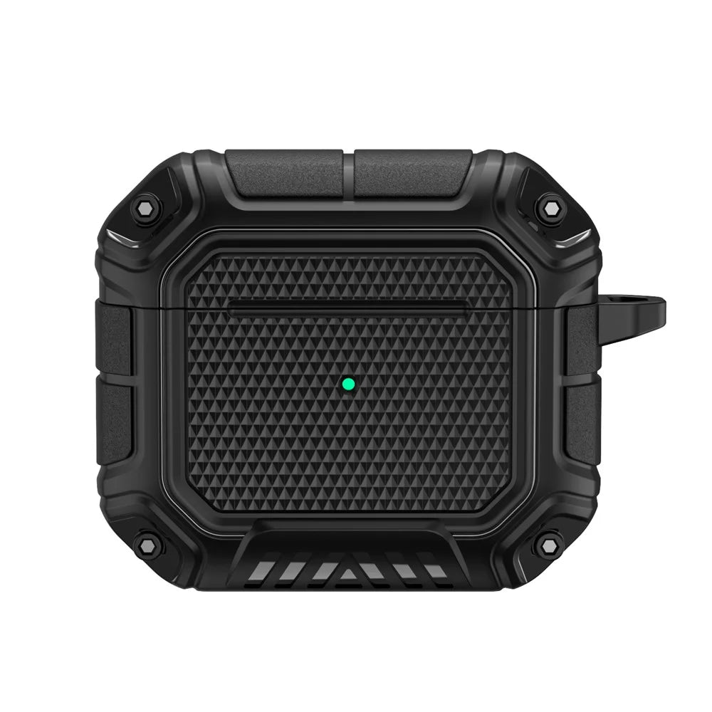 Plaid TPU Anti-drop Earbuds Case Protector Portable Earphone Charging Case Cover with Keyring for Apple AirPods 3 - Black - 3
