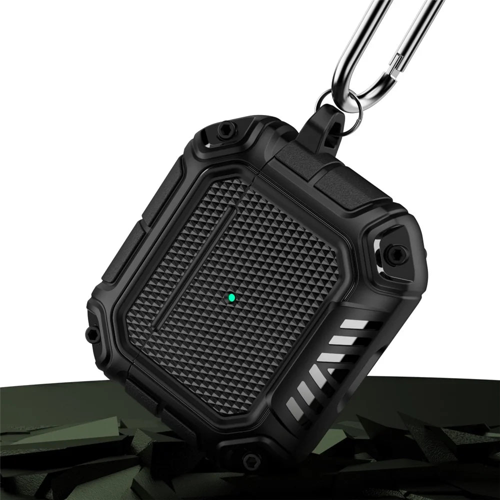 Plaid TPU Anti-drop Earbuds Case Protector Portable Earphone Charging Case Cover with Keyring for Apple AirPods 3 - Black - 6