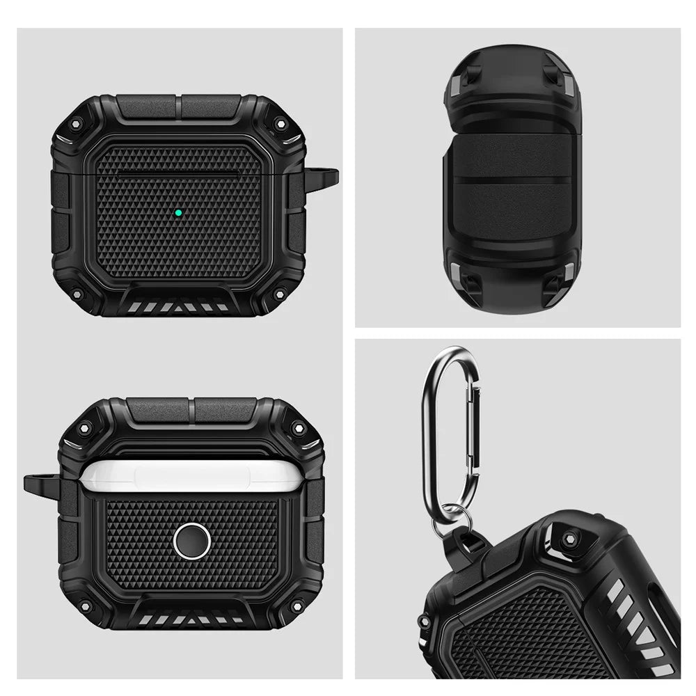 Plaid TPU Anti-drop Earbuds Case Protector Portable Earphone Charging Case Cover with Keyring for Apple AirPods 3 - Black - 7