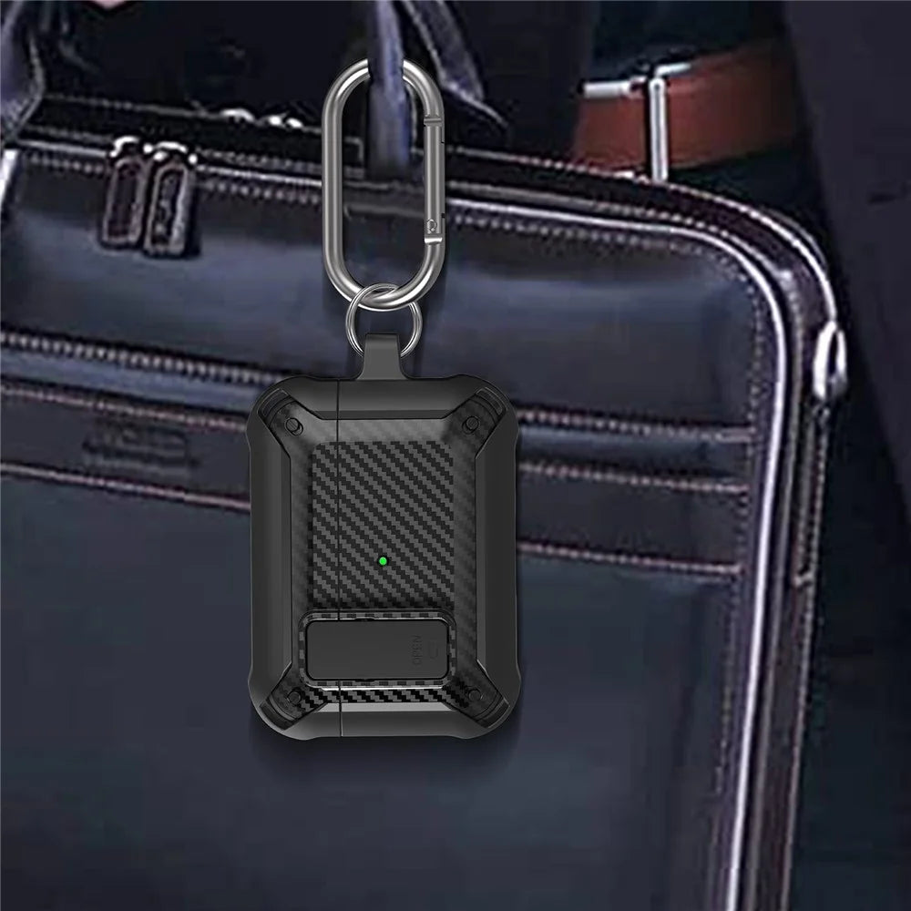 Carbon Fiber Texture Snap-on Lid Design Wireless Earphone TPU+PC Protective Cover Case for AirPods Pro - Style 1 - 7
