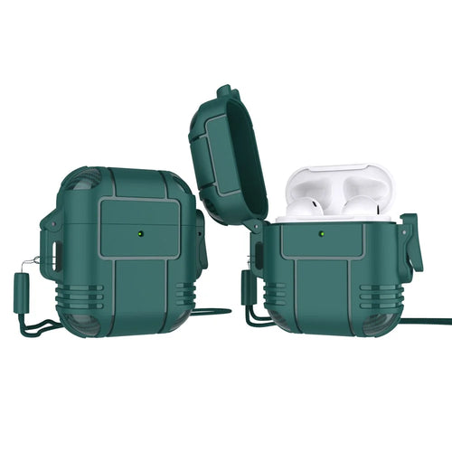 Robot Shape TPU Anti-drop Earbuds Case Protector Scratch Resistant Portable Earphone Charging Case Cover with Strap for AirPods 1/2 - Green - 1