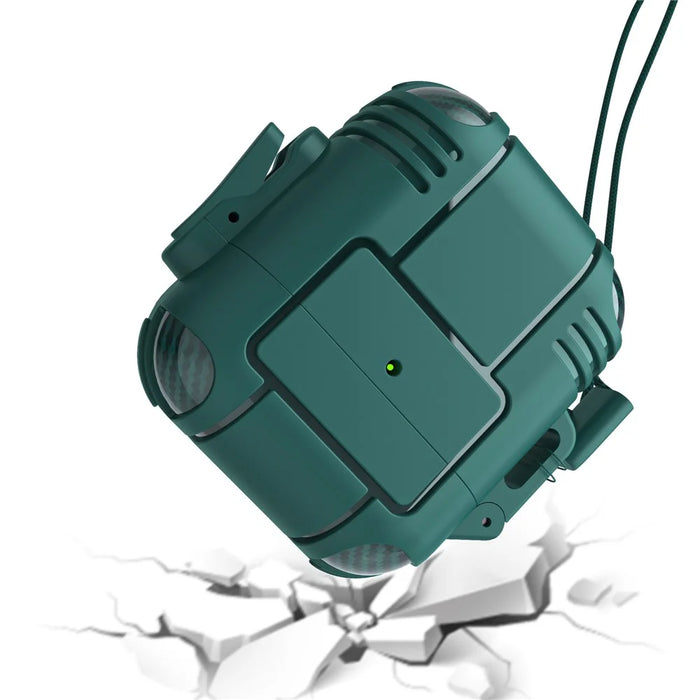 Robot Shape TPU Anti-drop Earbuds Case Protector Scratch Resistant Portable Earphone Charging Case Cover with Strap for AirPods 1/2 - Green - 2