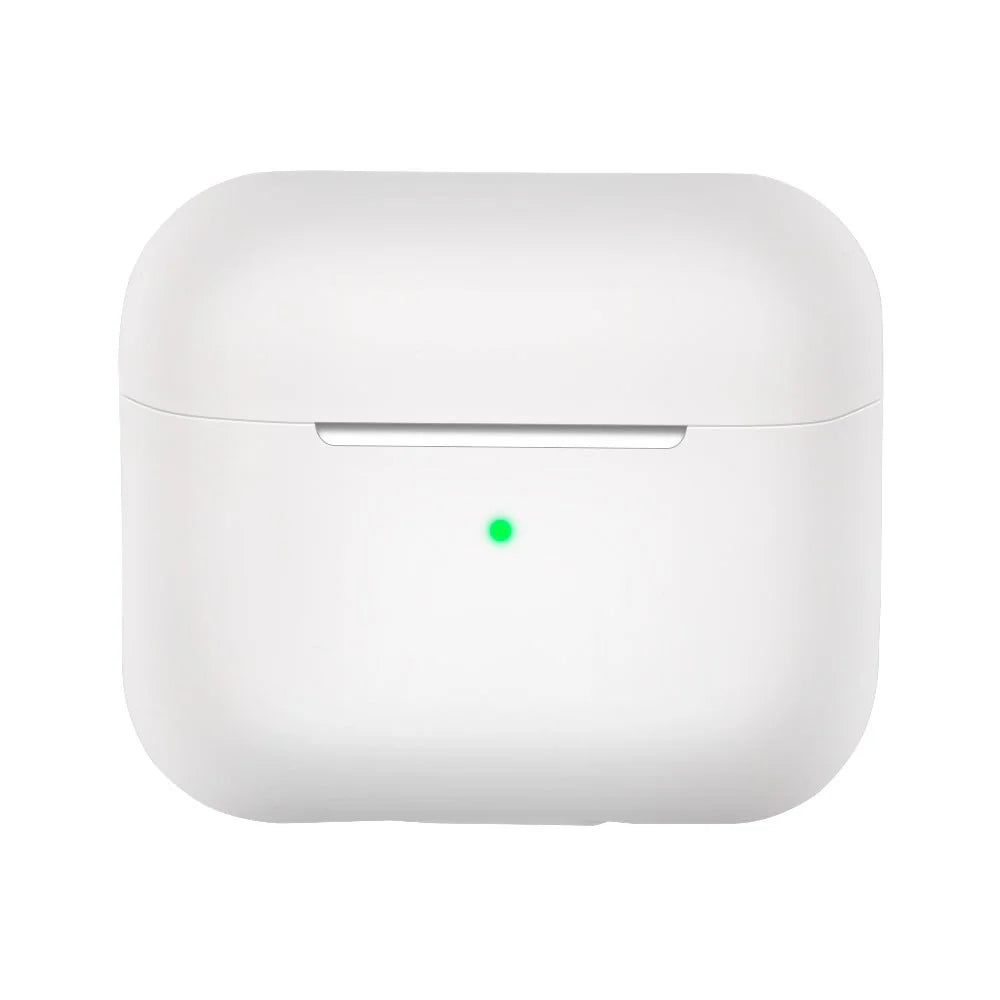 For AirPods 3 Solid Color Bluetooth-compatible Earphone Silicone Protective Case Cover - White - 1