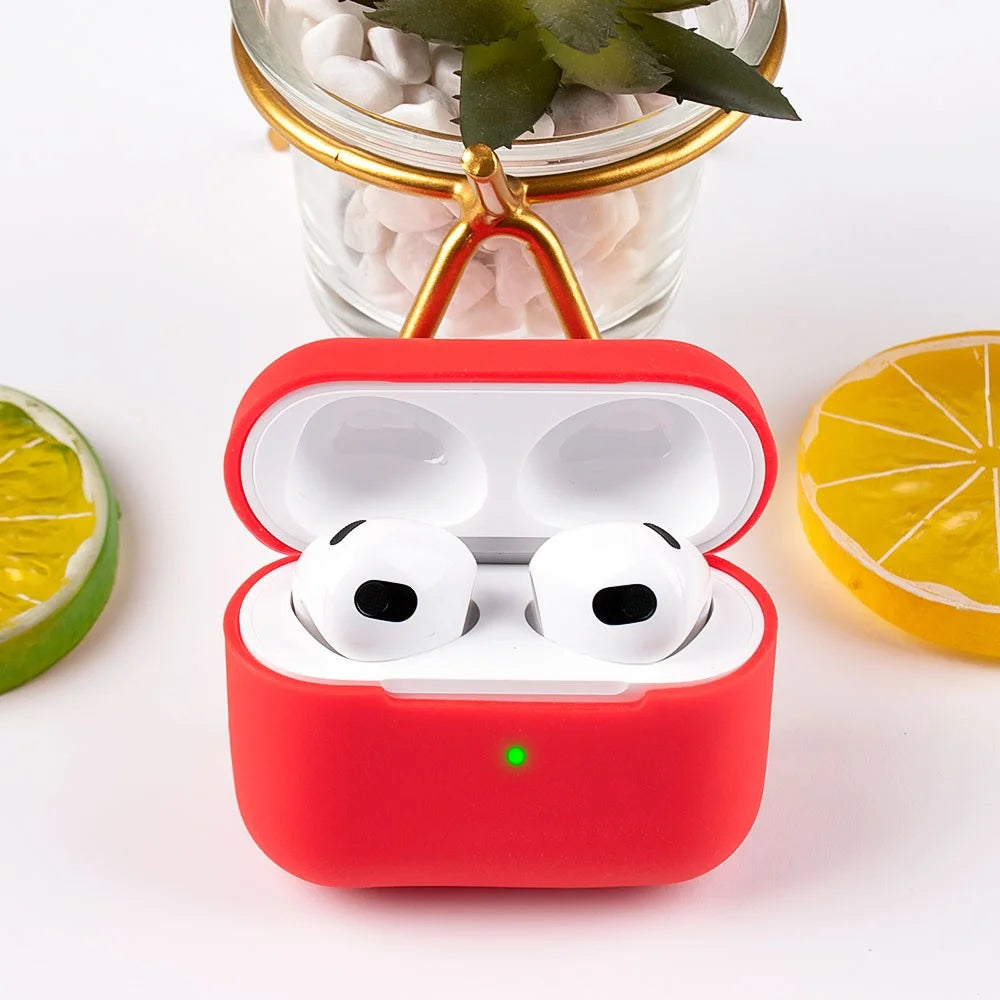 For AirPods 3 Solid Color Bluetooth-compatible Earphone Silicone Protective Case Cover - White - 3