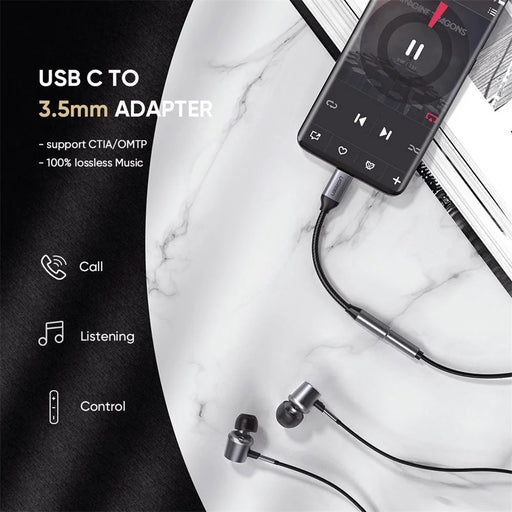 UGREEN 0.1m USB Type-C to 3.5mm Female Headphone Jack Adapter Aux Audio Cable - 2