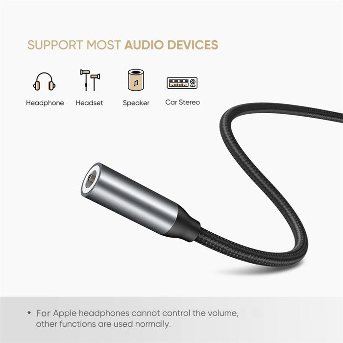 UGREEN 0.1m USB Type-C to 3.5mm Female Headphone Jack Adapter Aux Audio Cable - 5