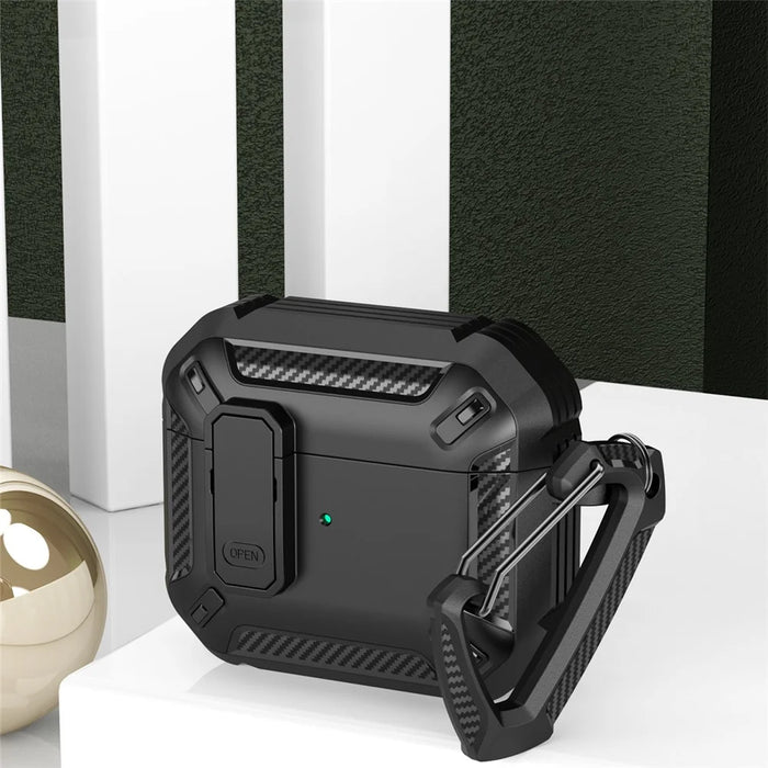 For Apple AirPods 3 TPU + PC Earphone Charging Box Case Anti-fall Protective Cover with Hook - 1 - 3