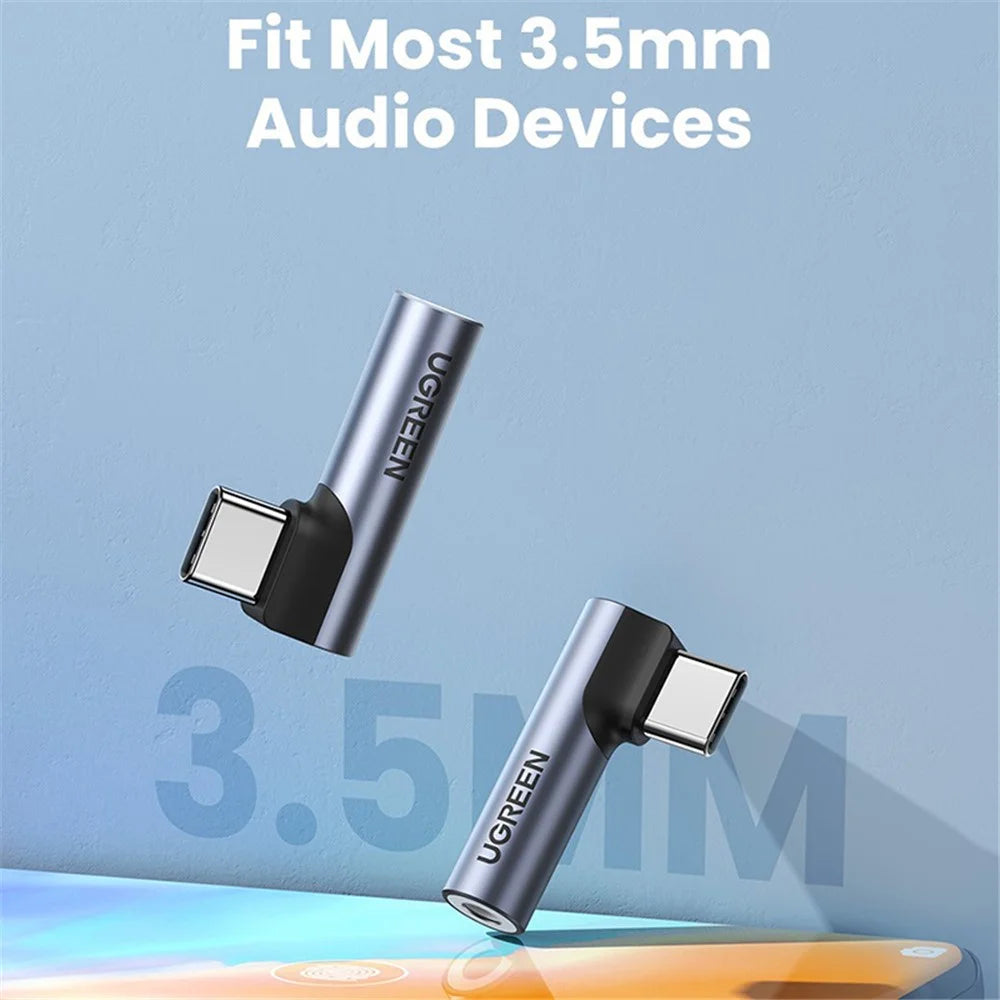 UGREEN For Xiaomi Mi 11 Oneplus 8 Pro Huawei P30 Type C to 3.5mm Jack USB C Elbow Male to Female Audio Headphone Adapter - 5