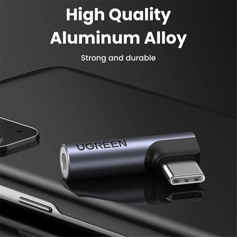 UGREEN For Xiaomi Mi 11 Oneplus 8 Pro Huawei P30 Type C to 3.5mm Jack USB C Elbow Male to Female Audio Headphone Adapter - 7