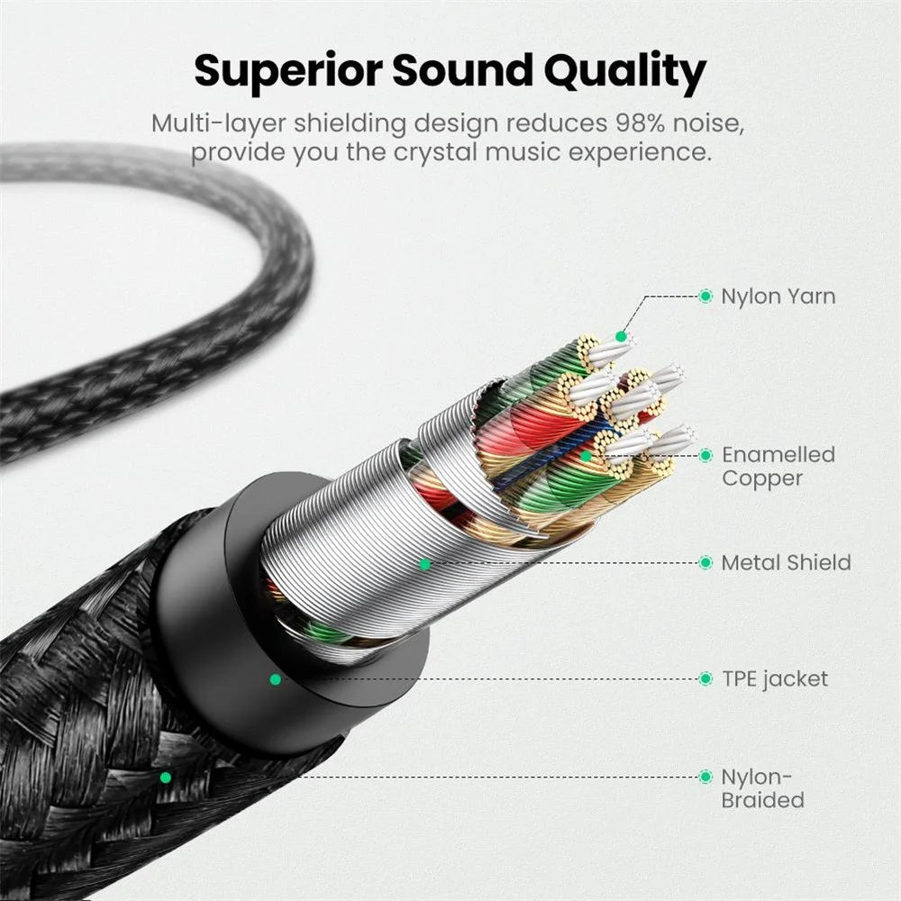 UGREEN 1m MFI Lightning to 3.5mm Cable Male to Male Headphone Jack Adapter for iPhone - 4