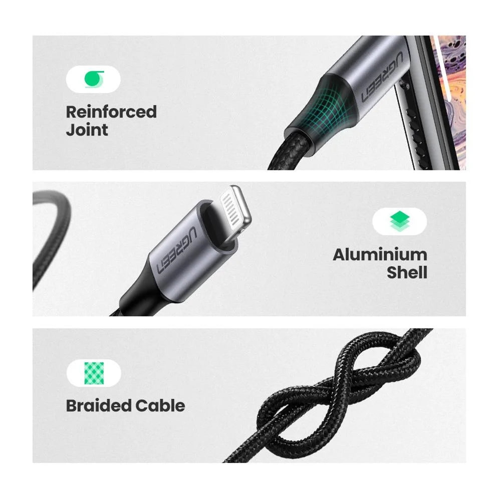 UGREEN 1m MFI Lightning to 3.5mm Cable Male to Male Headphone Jack Adapter for iPhone - 5