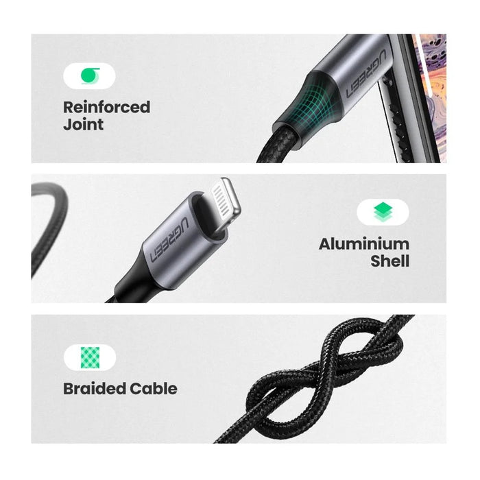 UGREEN 1m MFI Lightning to 3.5mm Cable Male to Male Headphone Jack Adapter for iPhone - 5